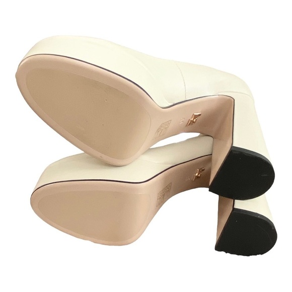 NEW Lola Cruz Norther Platform Pump Block Heel Round Toe Cream Leather Size 36 - Picture 9 of 14